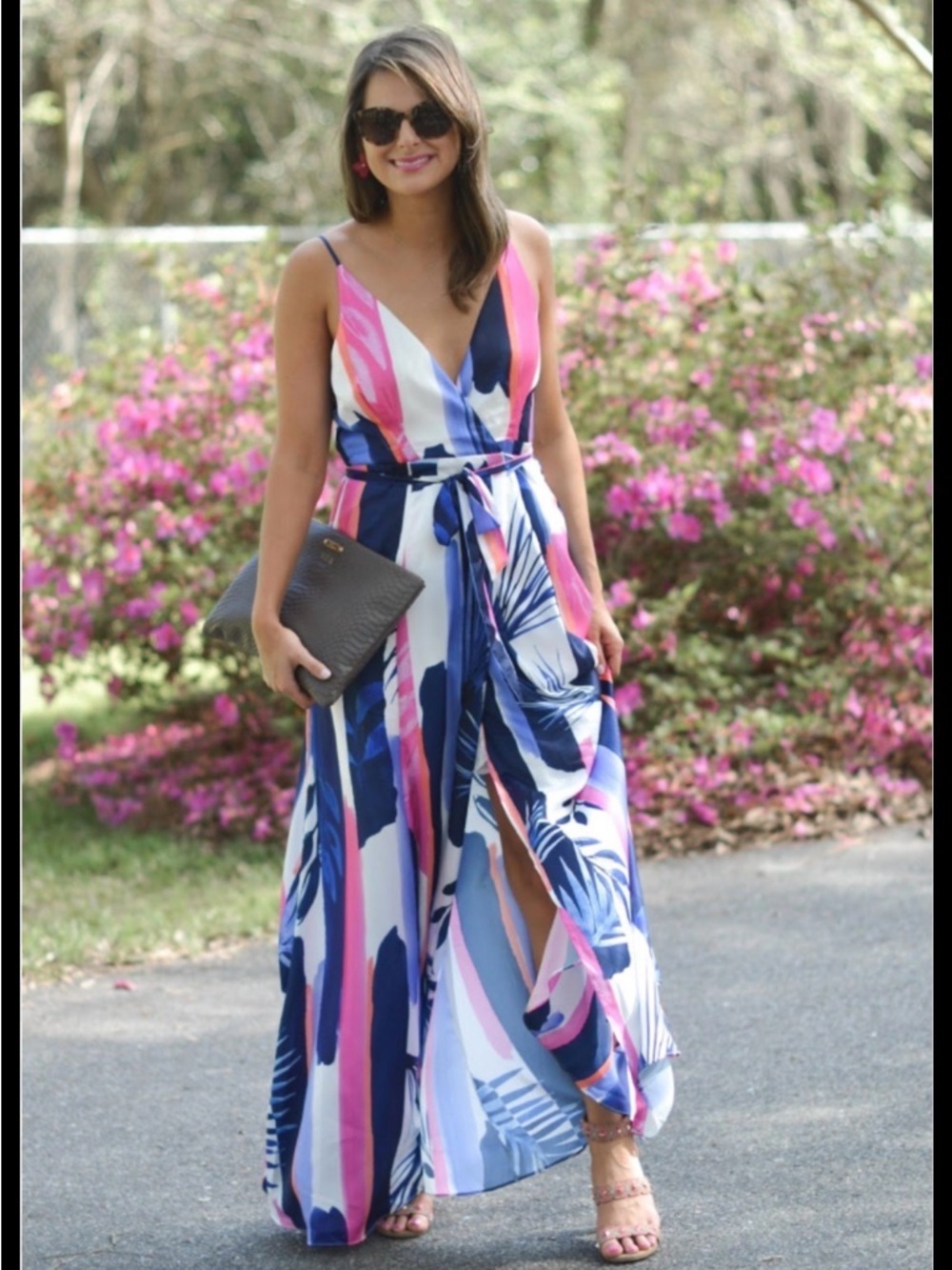 Hutch geometric colorful Sleeveless V-Neck Tropical Print Maxi Dress size Large